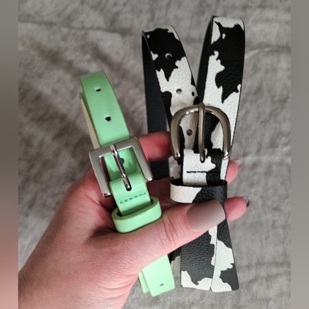 Georges | Size 2X Duo Of Country Inspired Belt Cow Print